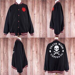 *Read Desc* Death Wish Coffee Co. Company Mens 5XL Varsity Jacket Cotton Skull